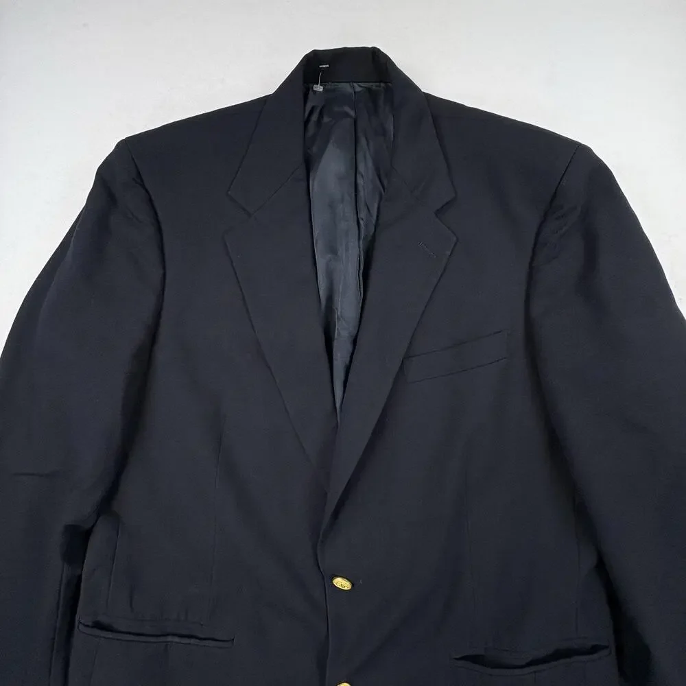 Vintage Brooks Brothers Brooksease Sport Coat Blazer Mens 41R Navy Blue Wool USA